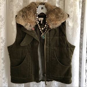 TYLER BOE * NWOT Designer Fine Corduroy Fur Collared Vest